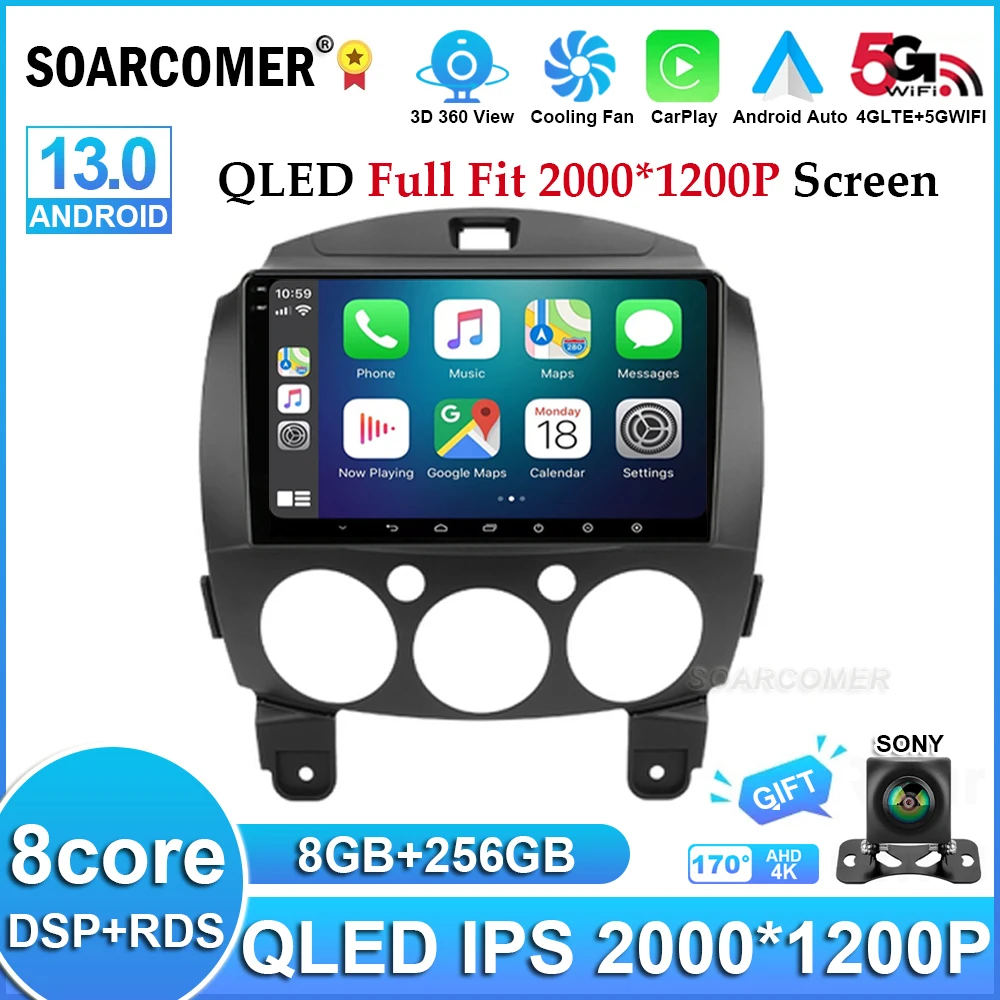 

Автомагнитола 2DIN на Android 13 для MAZDA 2 2007-2014, видеоплеер, стерео, 4G, Wi-Fi, QLED, GPS-навигация, для Carplay