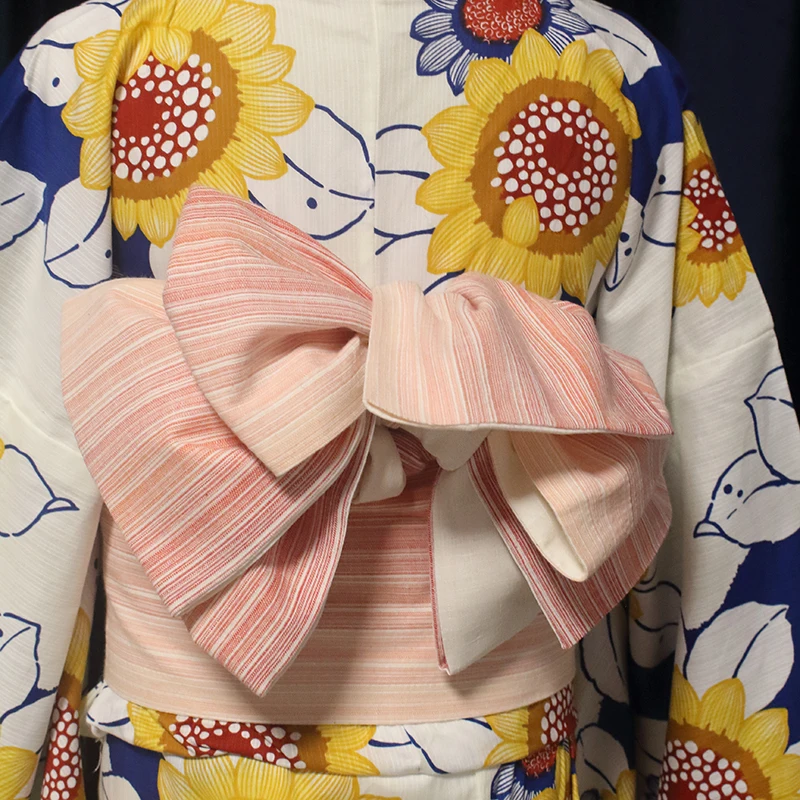 Women's Obi for Kimono Cotton Linen Bright Color Dress Wide Dress Belt Reversible Double Color Waistband Yukata Accessories