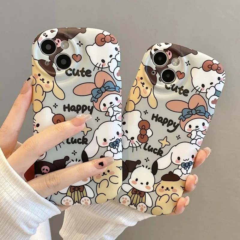 

Чехол для телефона с героями мультфильмов Sanrio Hello Kitty Kuromi подходит для Iphone 11 12 13Promax противоударный полноразмерный чехол для девочек