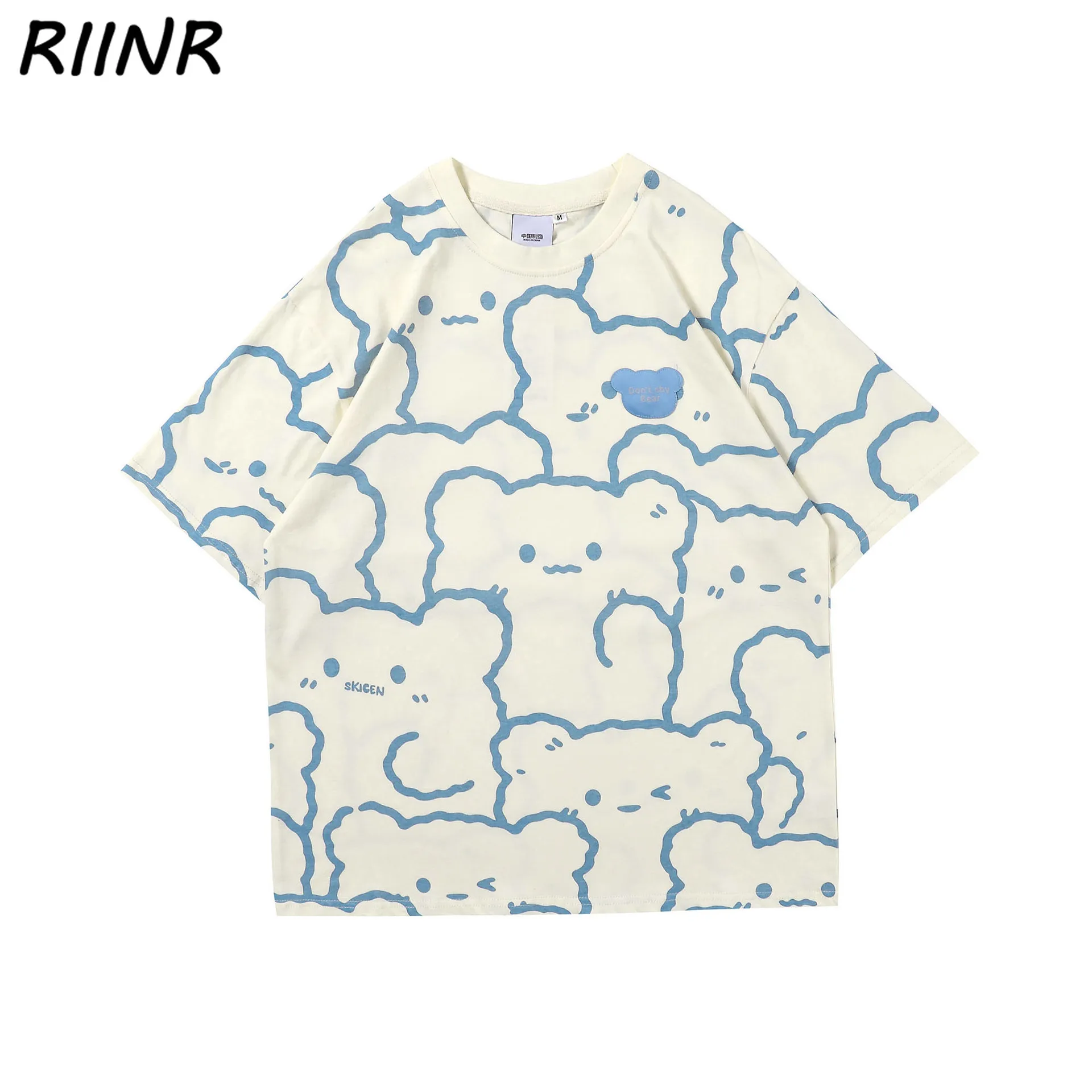 

Summer Bear Couple T-shirt Summer Short-sleeved Japanese Cartoon College Style Features Loose Men Women Tee-shirt Short-sleeved