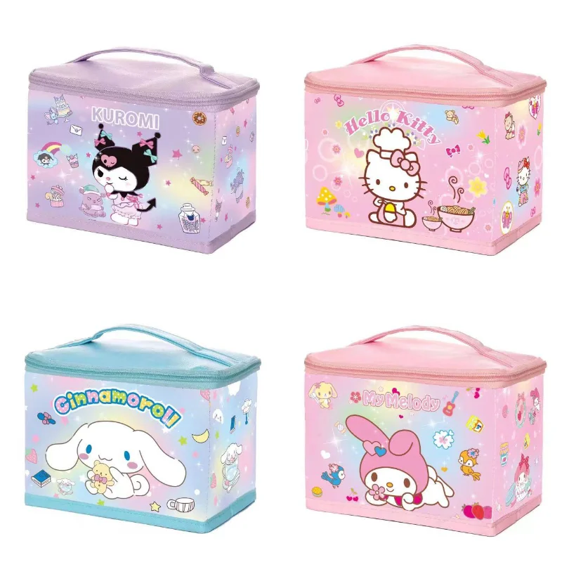 

Kawaii Sanrio сумка для хранения портативная Косметика большой емкости аниме Kuromi Melody Hellokittys Чехол Коробка для хранения