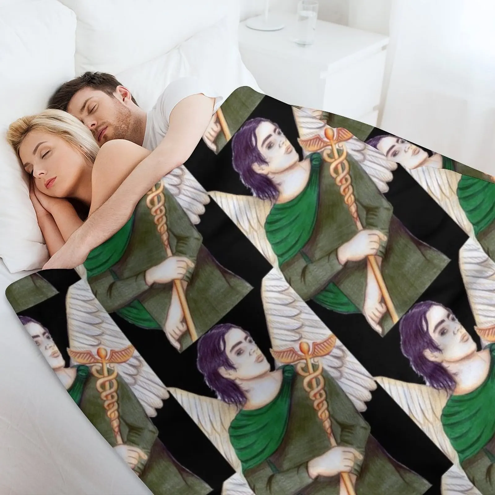 Архангел Рафаэль исцелитель - черное одеяло одеяла украшения для диванов