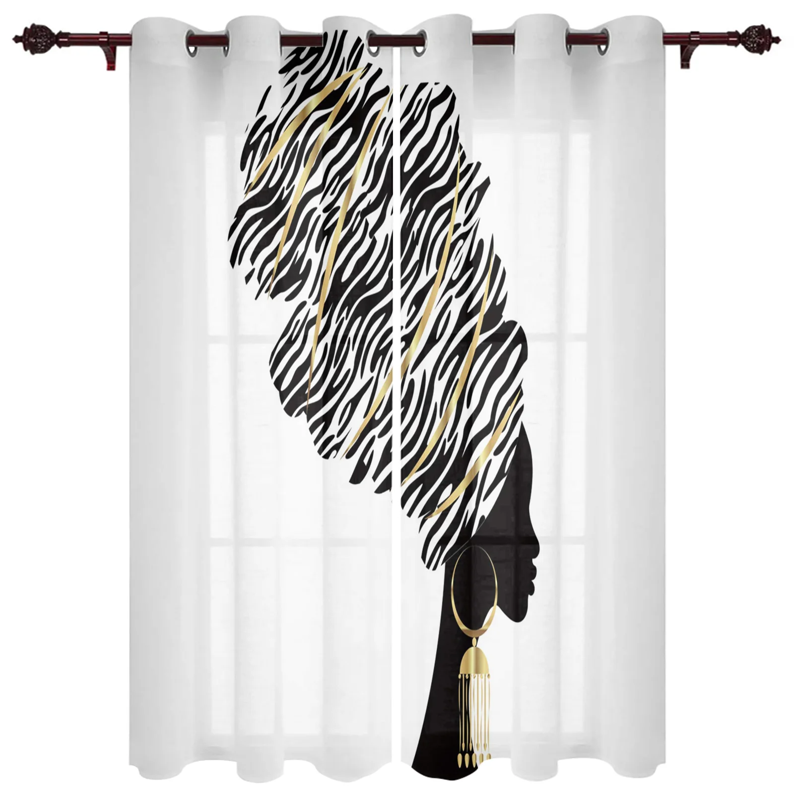 Черные женские африканские черные белые современные оконные занавески s для