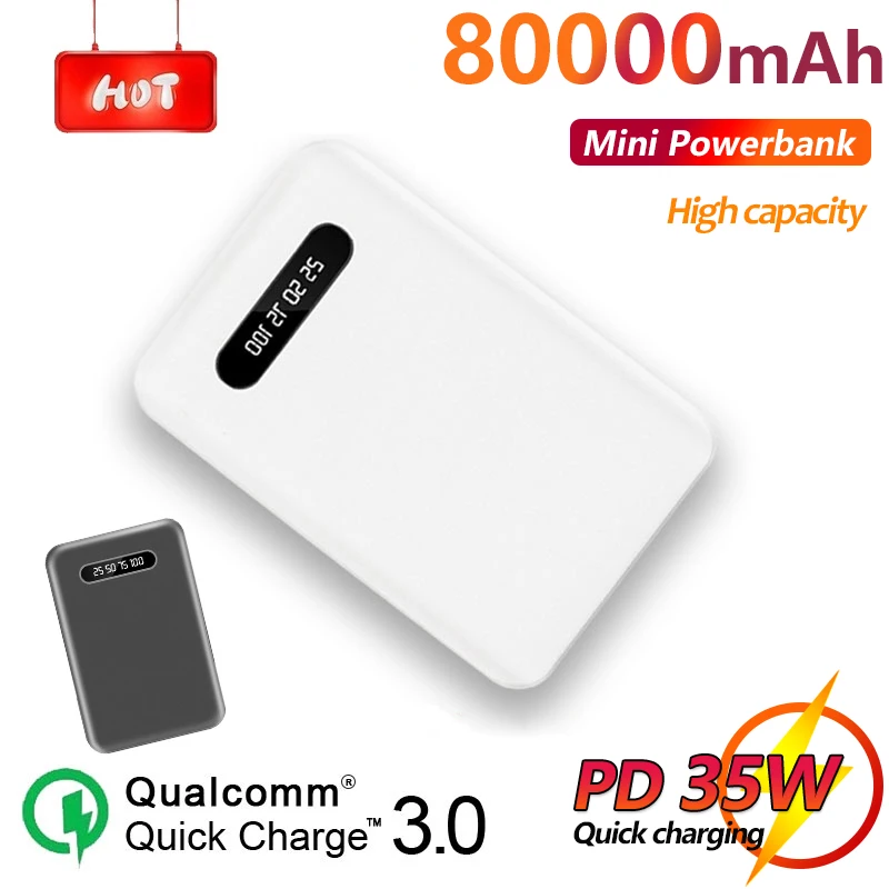 

2023 Hot Sale Mini 80000mAh Power Bank Suitable for Xiaomi IPhone Samsung Portable One-way Fast Charger External Battery