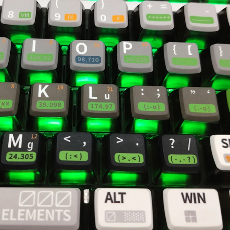 Набор колпачков для клавиш с химическими элементами полупрозрачная