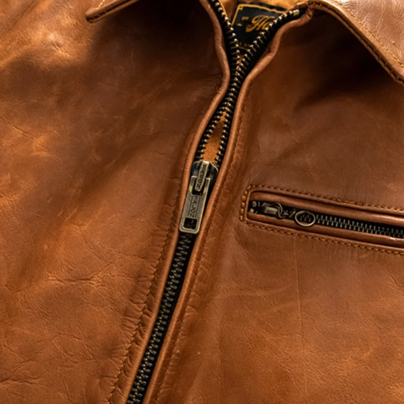 Желтая Осенняя кожаная мужская куртка японский Повседневный стиль размера плюс