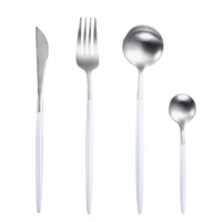 dinnerware white silverware cutlery set 304stainless steel luxury dinner dropshipping flatware home fork spoon knife kitchen