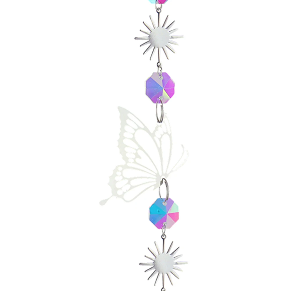 Crystal Butterfly Demon Eye Wind Chime Pendant Sun Catcher Colorful Beads Hanging Drop Outdoor Indoor Garden Supplies images - 6