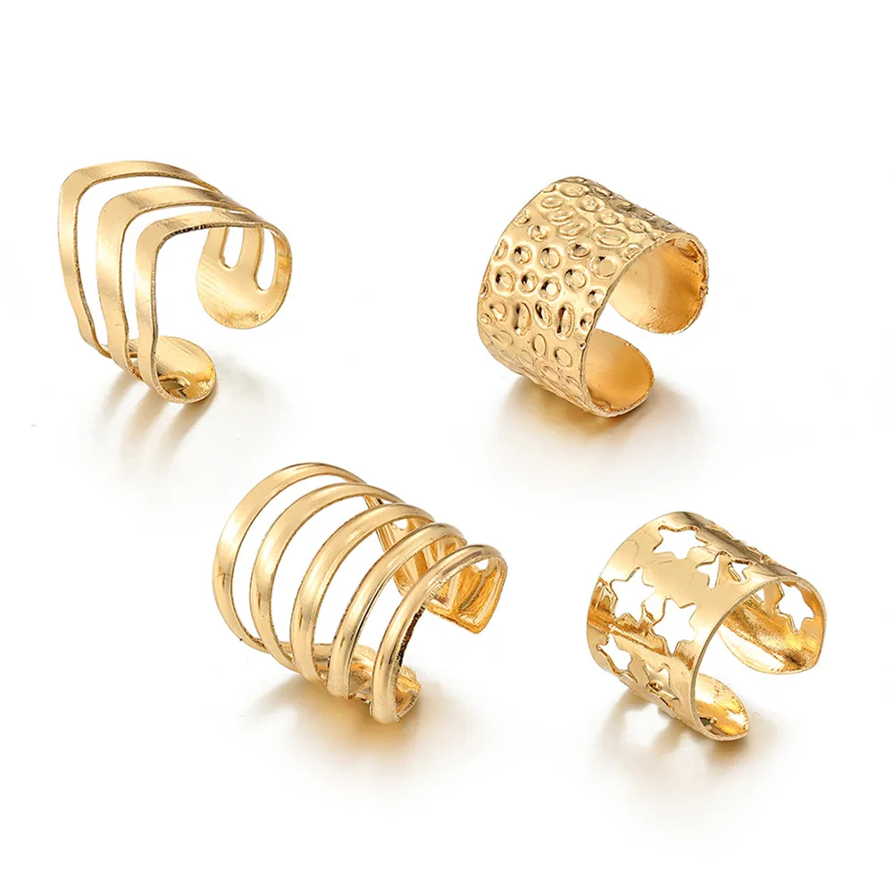 Металлические серьги-клипсы в Корейском стиле золотого цвета с-образной формы