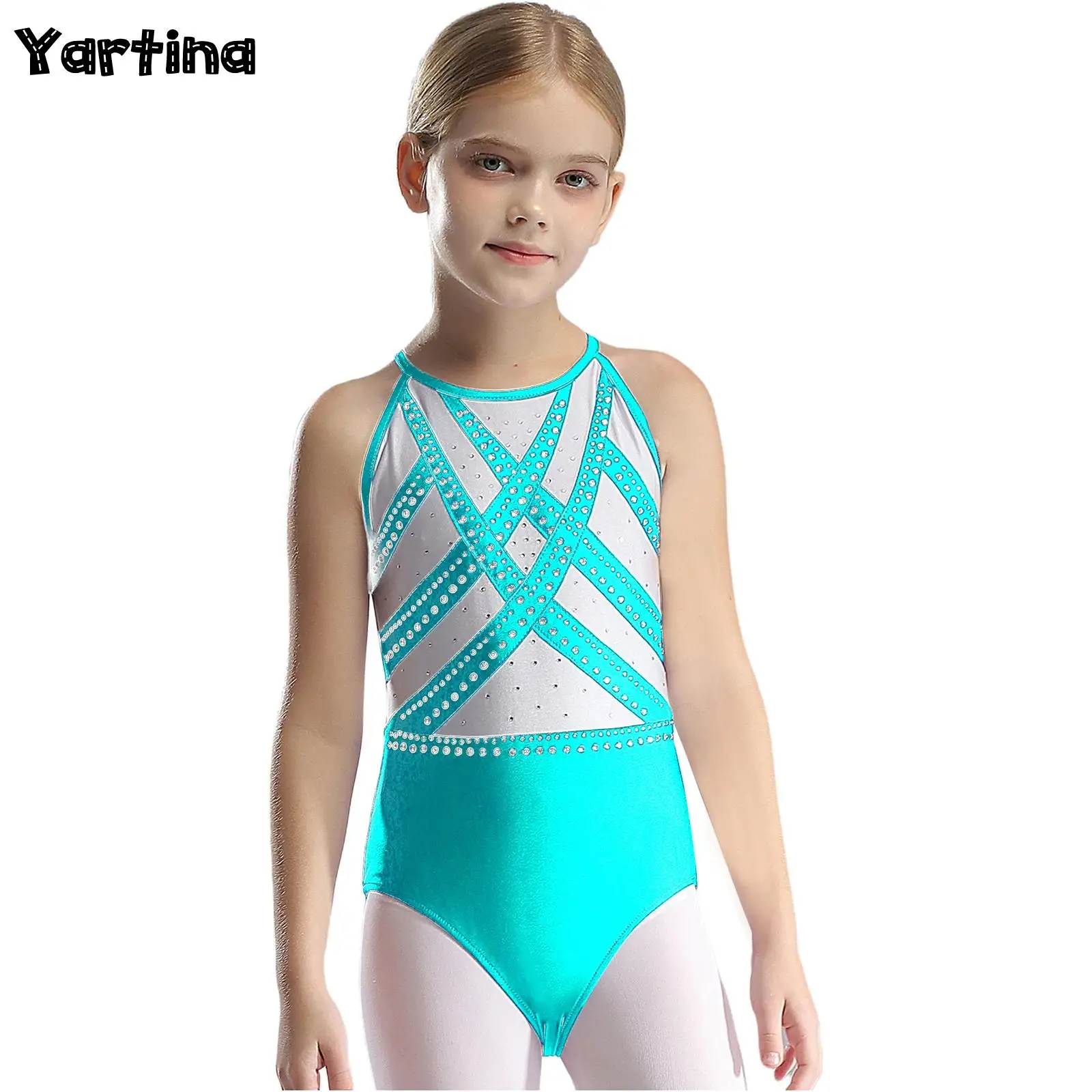 Детские блестящие трикотажные балетки для девочек трико боди танцевальная