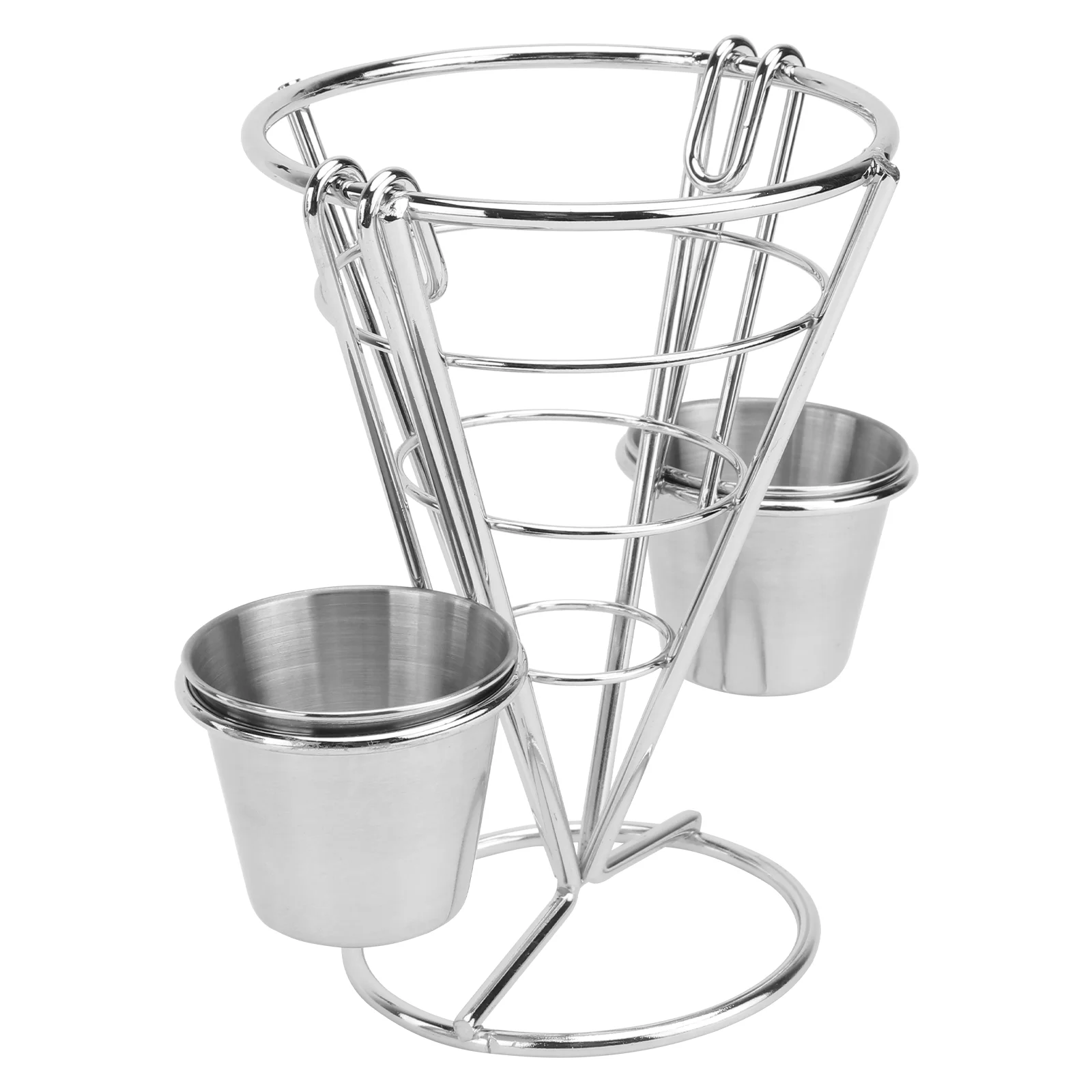 

Cone French Holder Snack Serving Fry Stand Basket Buffetrack Chicken Appetizer Display Server Fried Metal Fries Chips Dish