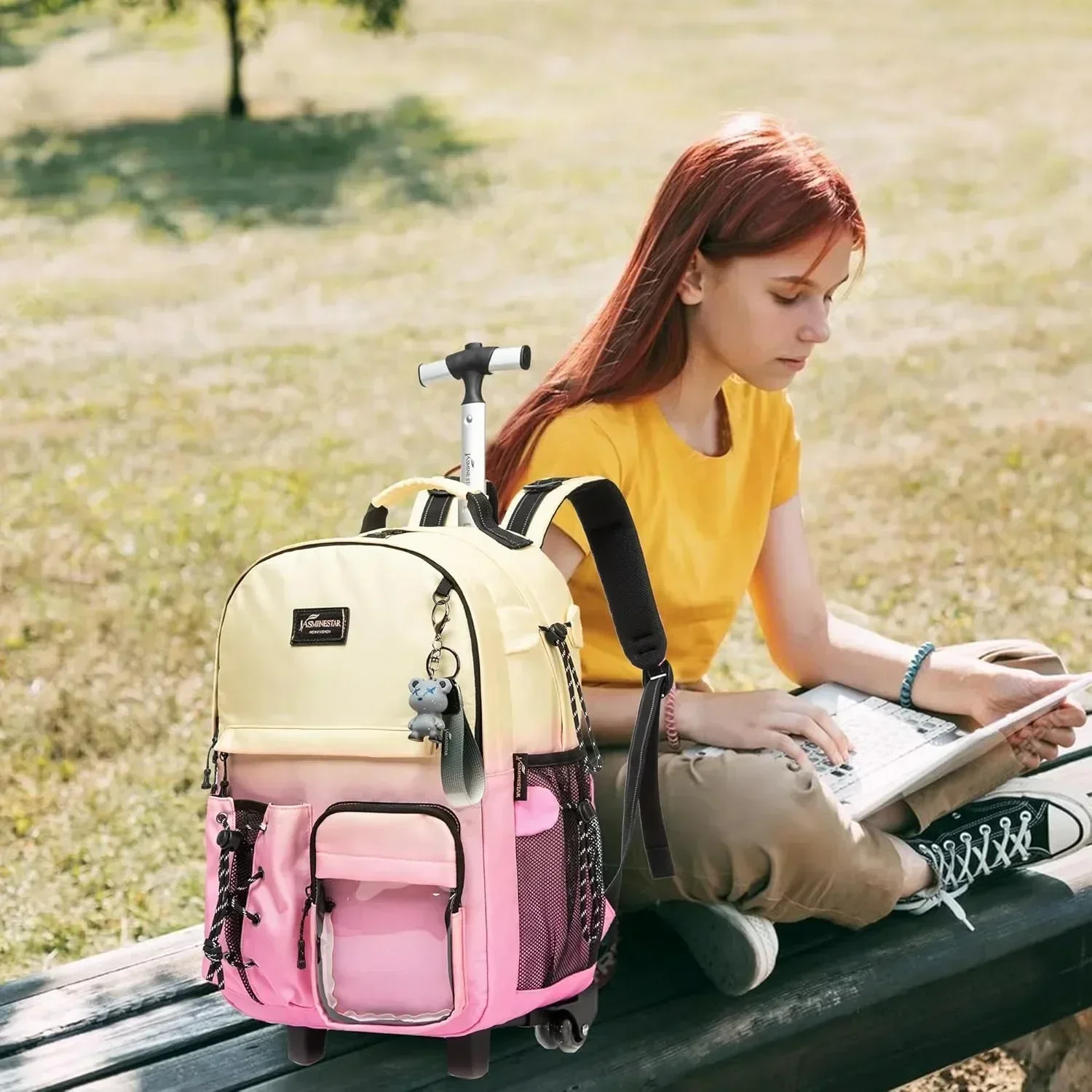 3-х шт. школьный рюкзак с колесиками тележка на колесиках для