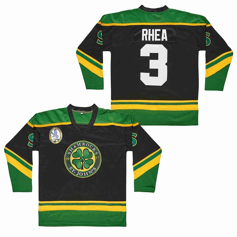 Men Ice Hockey Jersey St John's Shamrocks Retro 3# Rhea Jerseys Outdoor Sportswear Sewing Embroidery Green Black White 2023 New