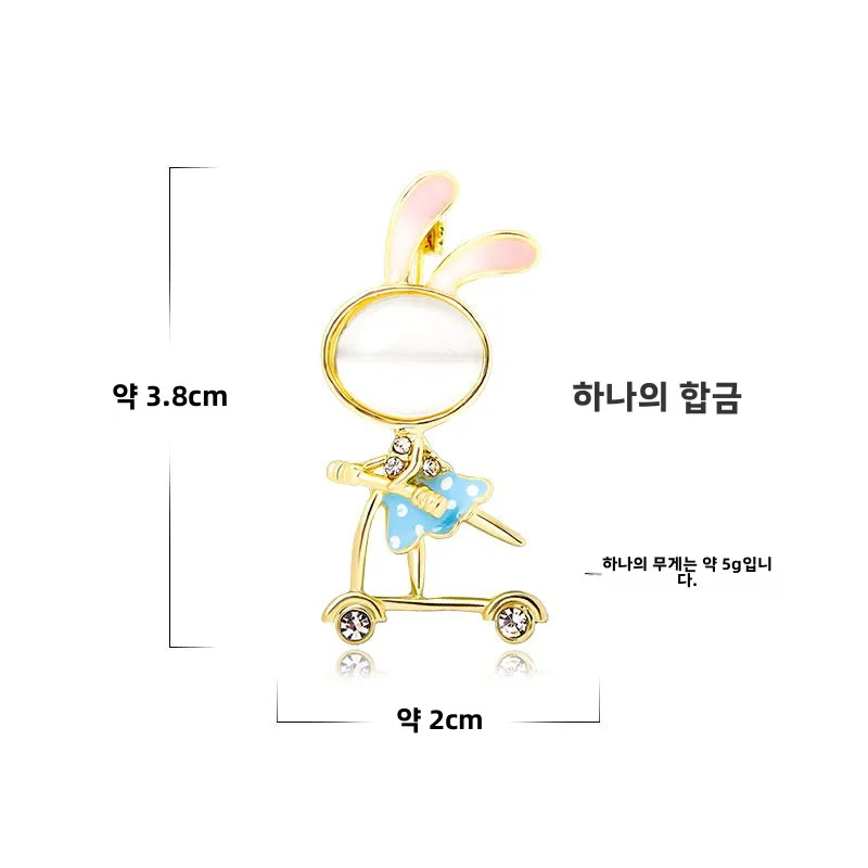 Ailige Изящная брошь Милый кролик Скейтборд Животное Корсаж Булавка Одежда