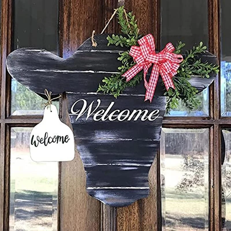 

Cow Head Welcome Sign Acrylic Animal Head Door Hanger Welcome Hanging Sign For Front Door Porch Wall Decor