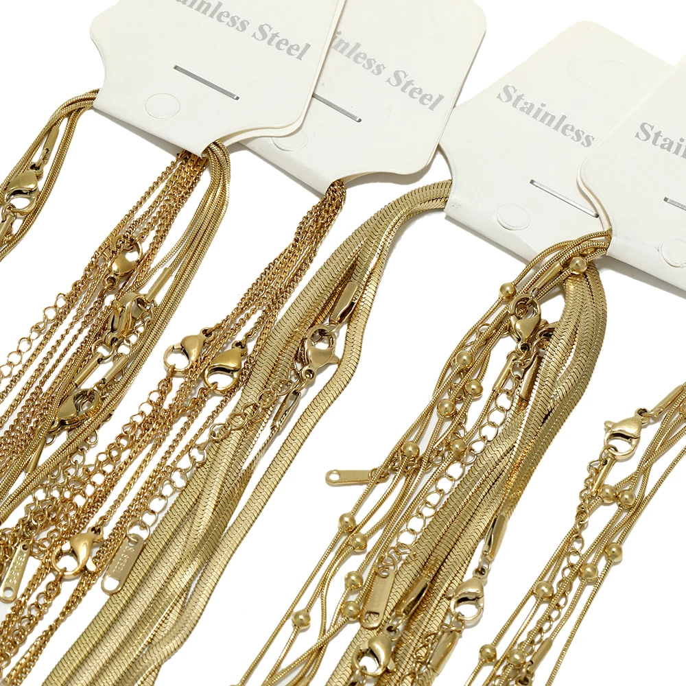 Цепочка-змейка из нержавеющей стали золотого цвета 5 шт. 40 + см | Украшения и