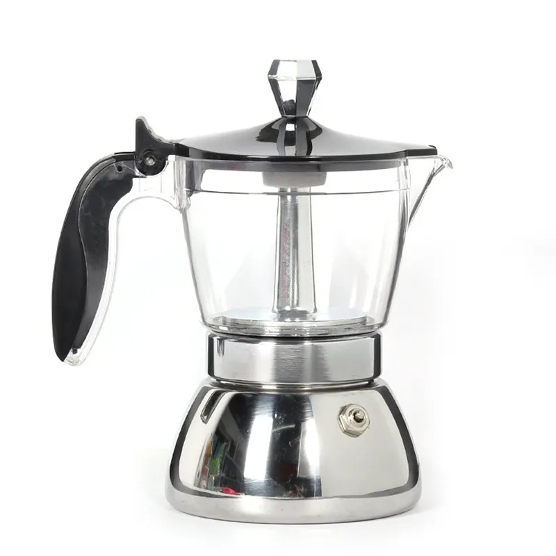 With Crystal Glass Top Espresso Moka Pot, Classic Italian Co