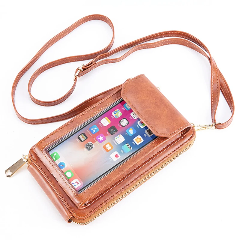 

Мобильный телефон-кошелек женский, кошелек для мелочи из искусственной кожи, сенсорная панель