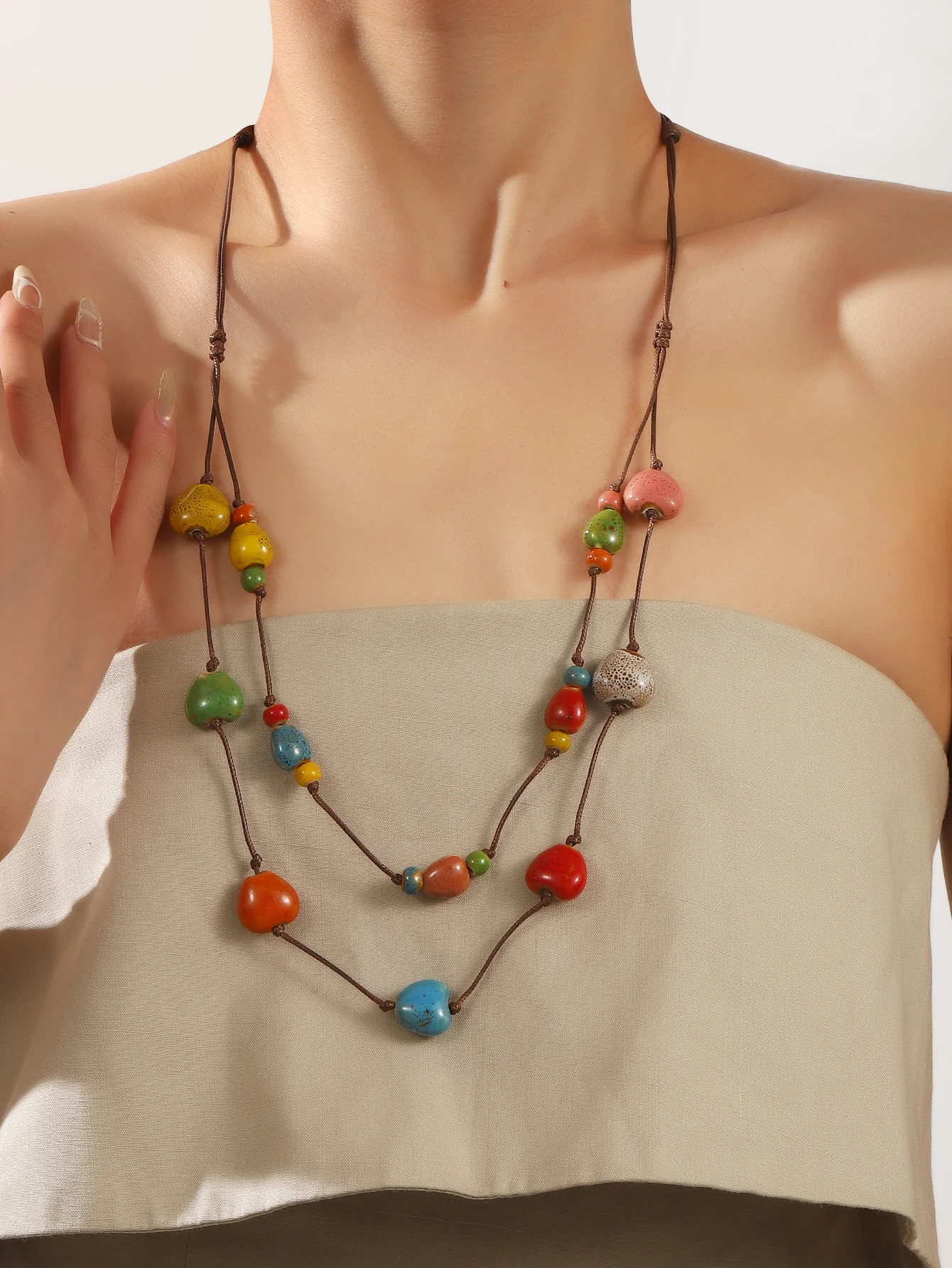 Летнее ожерелье в форме сердца допаминового цвета цепочка для свитера трендовые