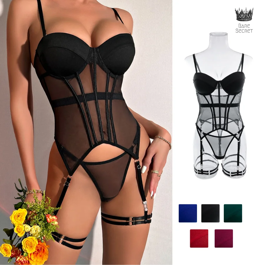 

2023 New Comfortable Mesh Breathable Body Shaping Split Suit Steel Ring Gathering Belt Leg Ring Erotiic Underwear Woman