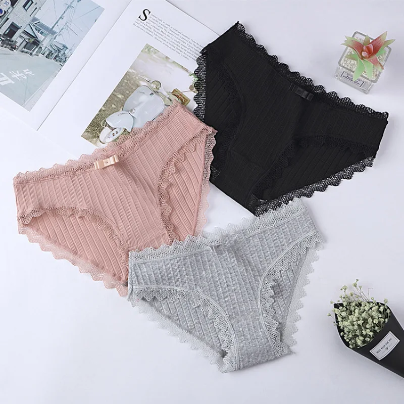 

New Cute Cotton Girl Underwear Thread Low Waist Lace Sexy Briefs