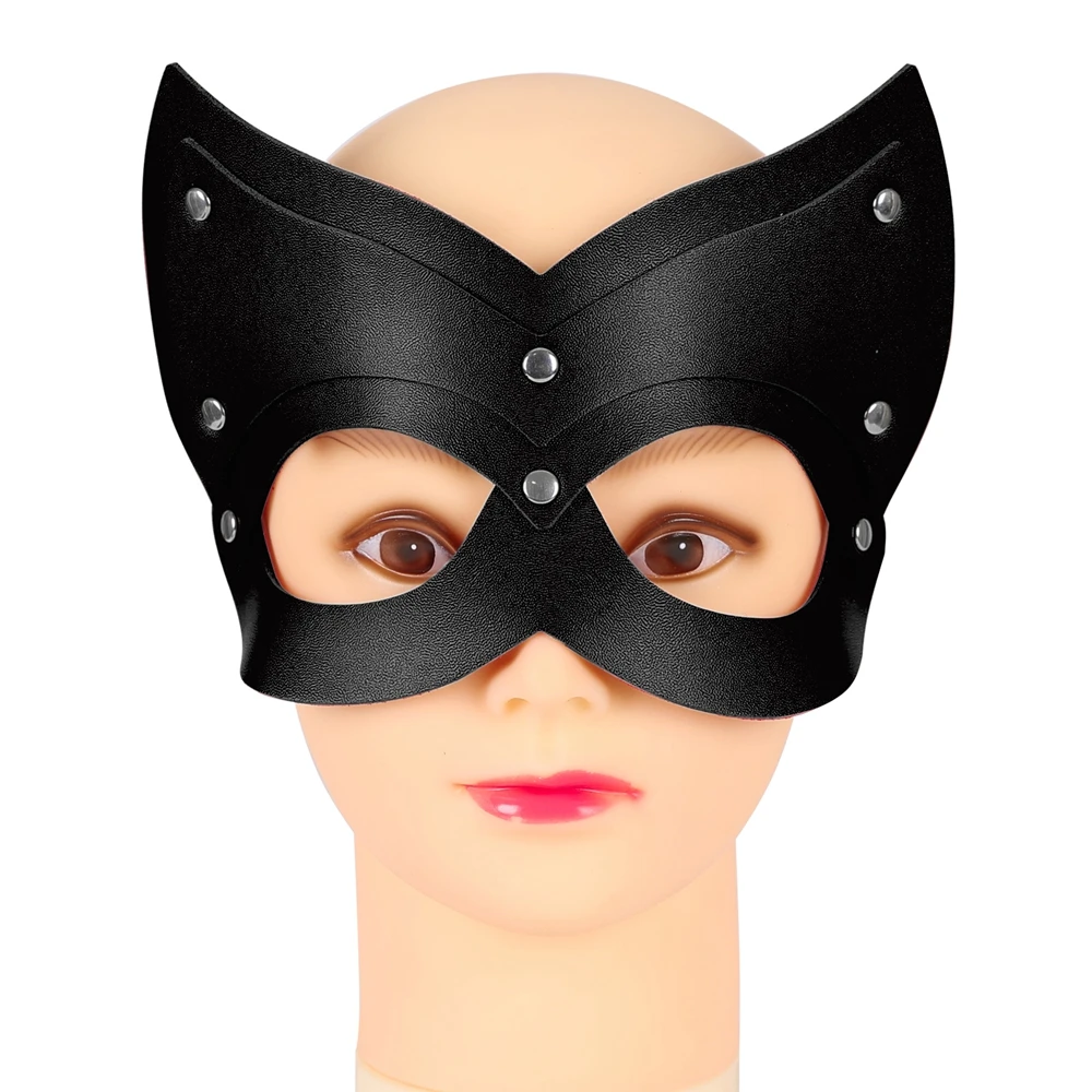 

Women Sexy Exotic Female Leather Mask Half Face Fox Cosplay Leather Halloween Party Ball Punk SM Adult Game Babydolls