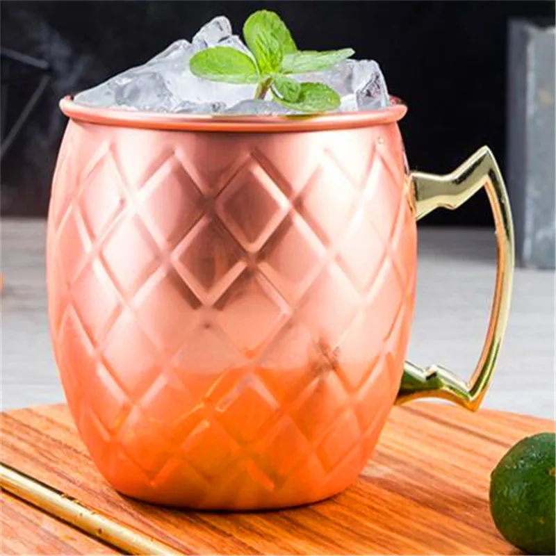 

Stainless Steel Beer Cup Copper Mug Moscow Mule Mug Rose Gold Hammered Copper Plated Drinkware DH9845