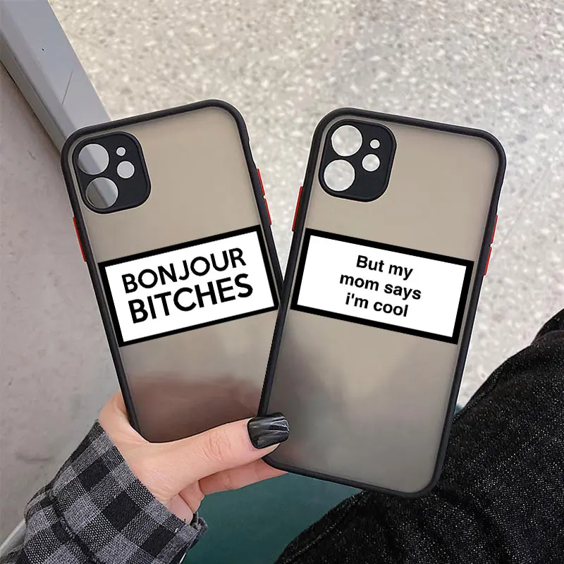 

Hot Funny Letters Phone Cases for iphone 11 12 13 Pro Max 6s 7 8 Plus SE2020 X XS MAX XR Black Hard Matte Back Shockproof Cover