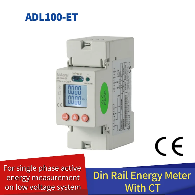 

Single Phase Din Rail Energy Meter ADL100-ET-CT 230V 20(100)A Volt Amp Power Energy Meter Smart Kilowatt Meter with RS485