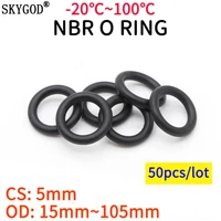 50pcs nbr o ring seal gasket cs 5mm od 15150mm nitrile butadiene rubber spacer oil resistance washer round shape black
