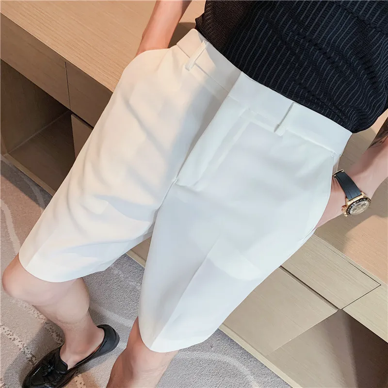 2022 British Style Summer Suit Shorts Men Clothing Straight Business Formal Wear Slim Fit Casual Short Homme Knee Length Quality