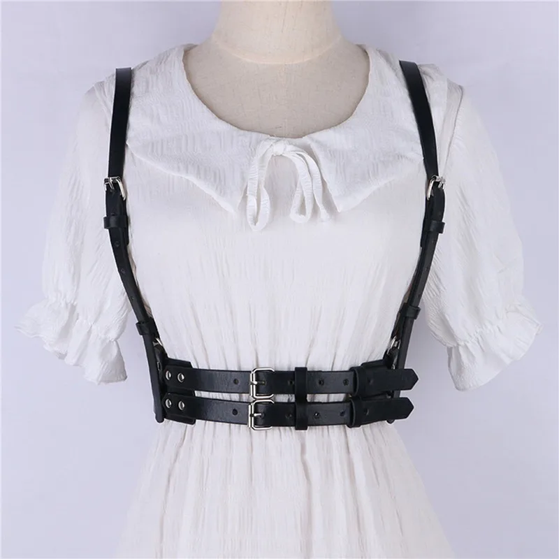 Fashion Sexy Women Leather Suspender Harness Belt Adjustable Chest Waist Body Bondage Straps Gothic Punk Lingerie Garter Belt