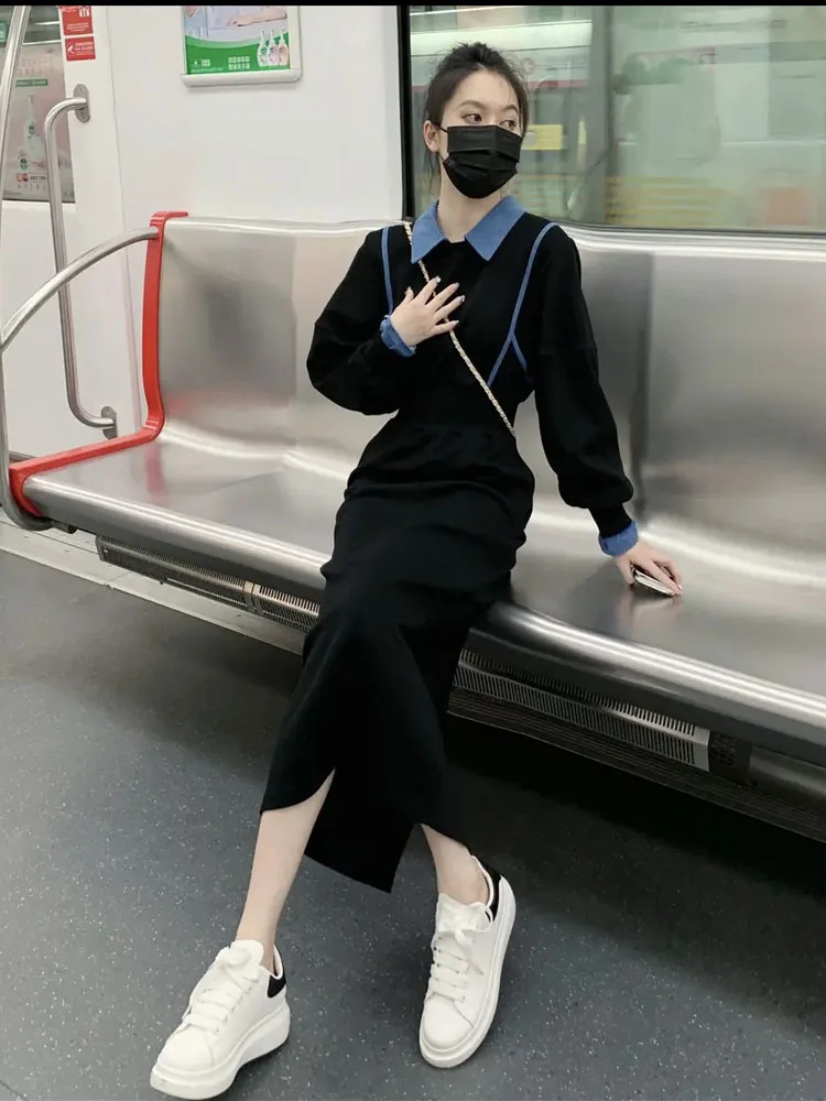 

Новинка Весна 2023, платья для молодых женщин, Laidies, винтажная джинсовая ткань, Женская Повседневная стильная свитшот, юбки