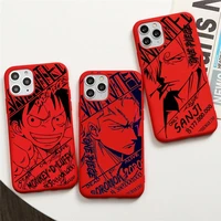 one piece black and white art sketch phone case for iphone 13 12 11 pro max mini xs 8 7 6 6s plus x se 2020 xr red cover