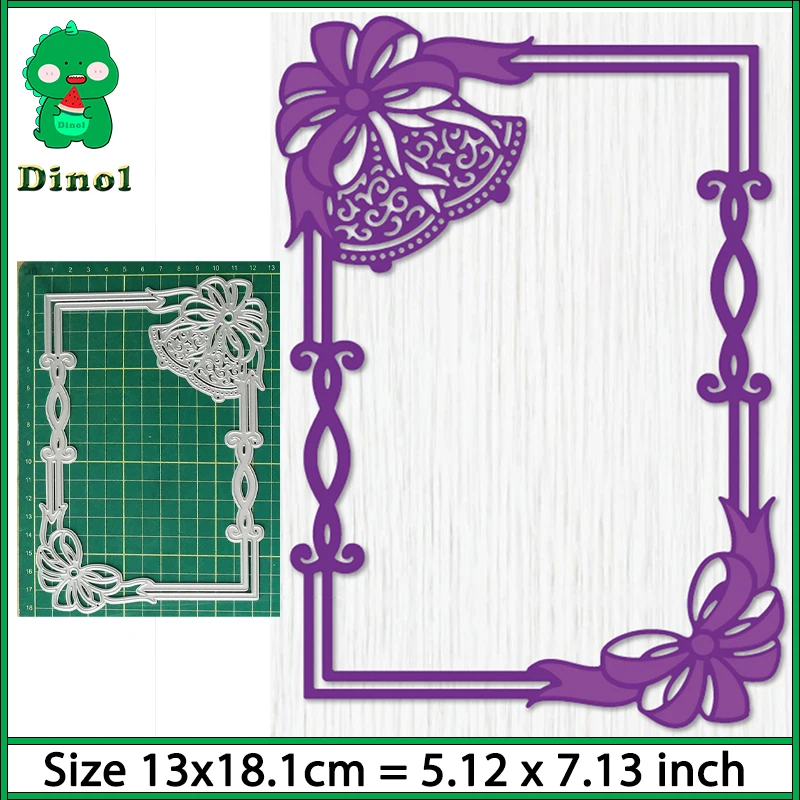 

Dinol Bells and Bows Fancy Frame Die Christmas Metal Cutting Dies Stencils Die Cut for Card Making DIY New 2023 Crafts Cards