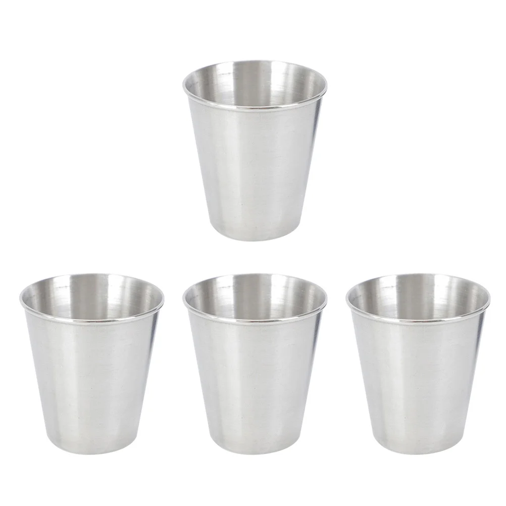 

4Pcs Stainless Steel Cups Rustproof Shot Cups Small Cups for Camping