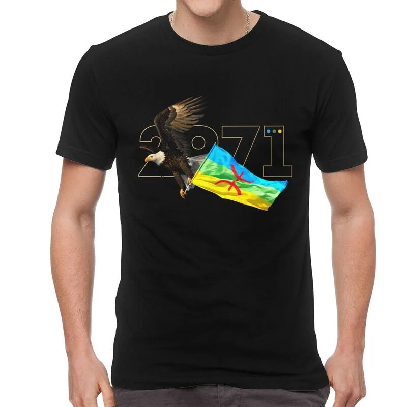 

T-shirt à manches courtes pour homme, 2971 coton, nouvelle collection 100%, drapeau berbère Tifinagh