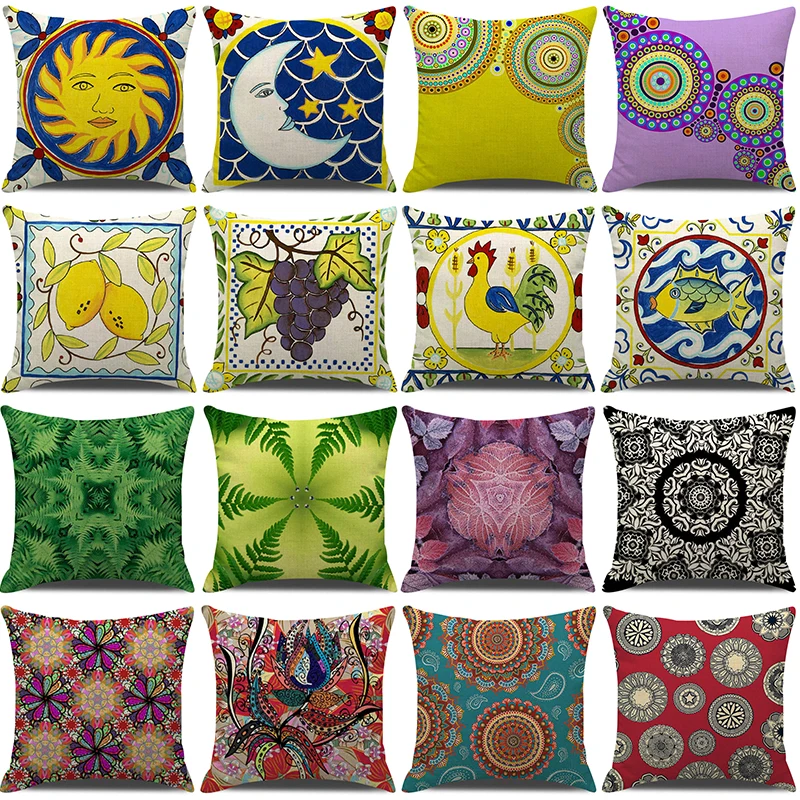 

Bohemia Style Geometry Printed Cushion Cover 45x45cm Pillow Case Home Decor Linen Pillow Covers Couch Car Decorative Pillowcase