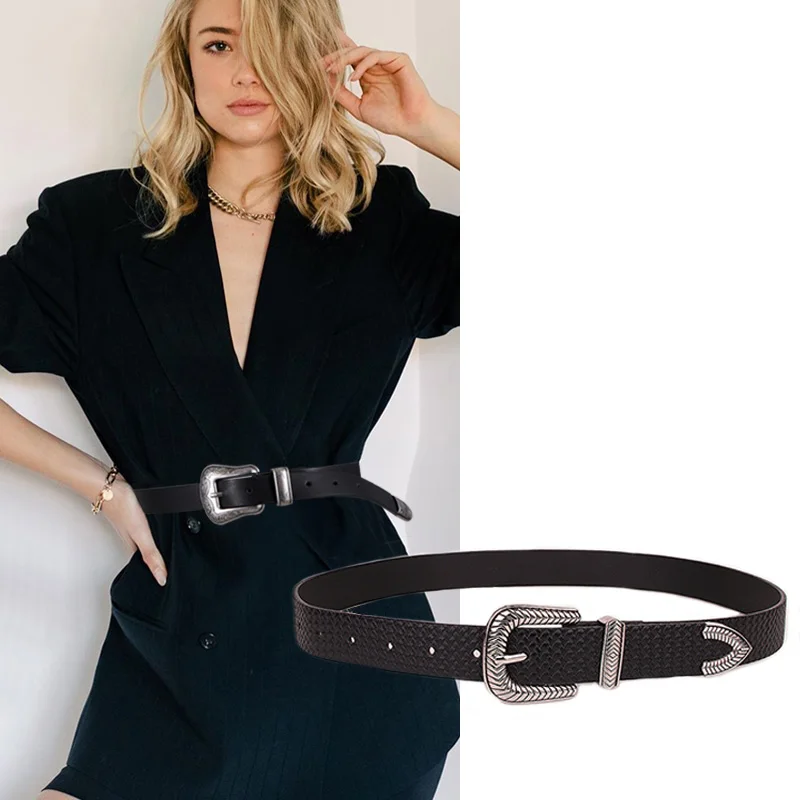 Retro Pu Belt For Women Designer Metal Pin Buckle Waist Strap Luxury Brand Female Girl Jeans Dress Trouser Decorative Waistband