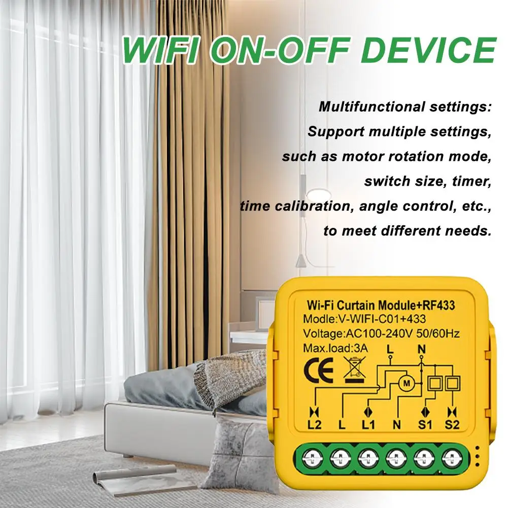 

Wi-Fi-переключатель для штор, устройство включения/выключения Wi-Fi, поддерживает обучение, 433 затвор, роликовый переключатель, электрический затвор, Wi-Fi + 433 R3Q2