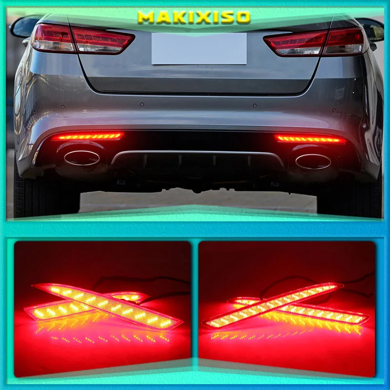 2Pcs/set Red warning tail light Rear Bumper Reflector Light For Kia Optima Magentis K5 2016 2017 LED Parking Tail Lights