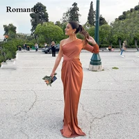 romantic satin evening dress one shoulder floor length saudi arabia long prom dress sleevelesss formal party dresses 2022