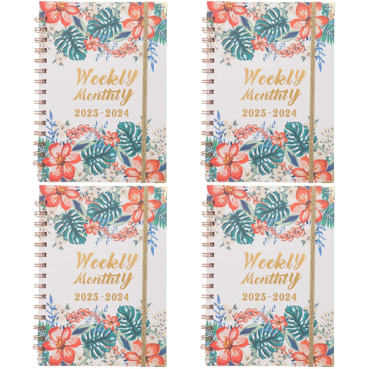 

4 PCS Hardcover Spiral Notebook 2023 Agenda Multi-function Academic Planner 22X16X1.5CM Books Paper Convenient Office