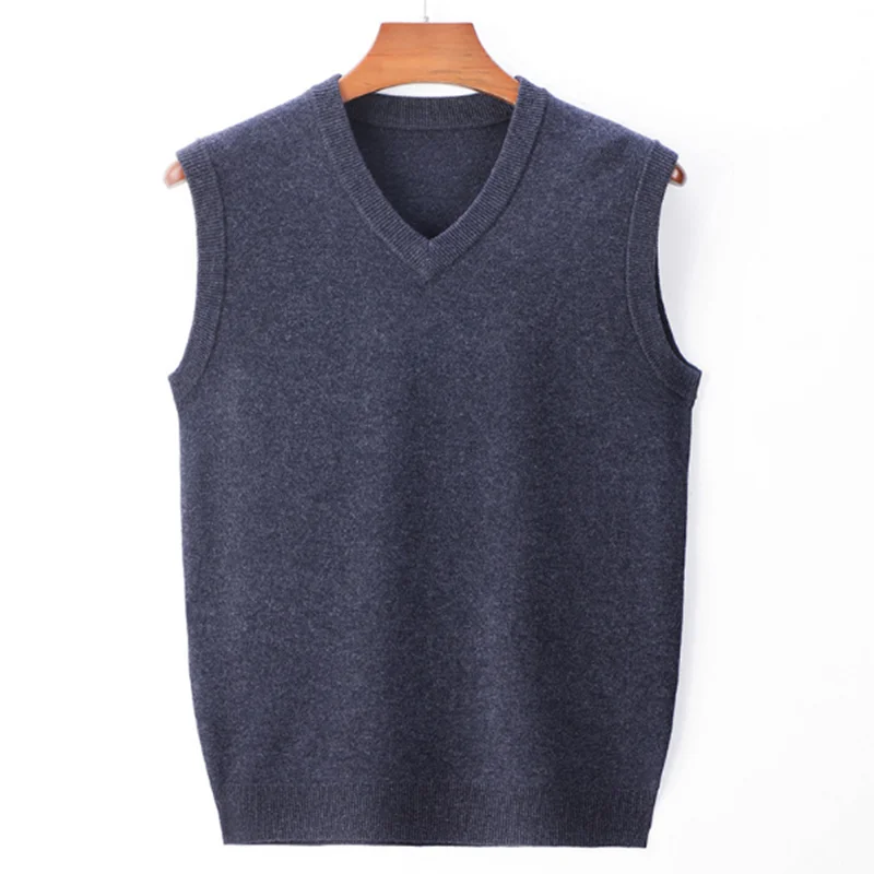 Свитер мужской с v-образным вырезом красный/черный из 100 шерсти