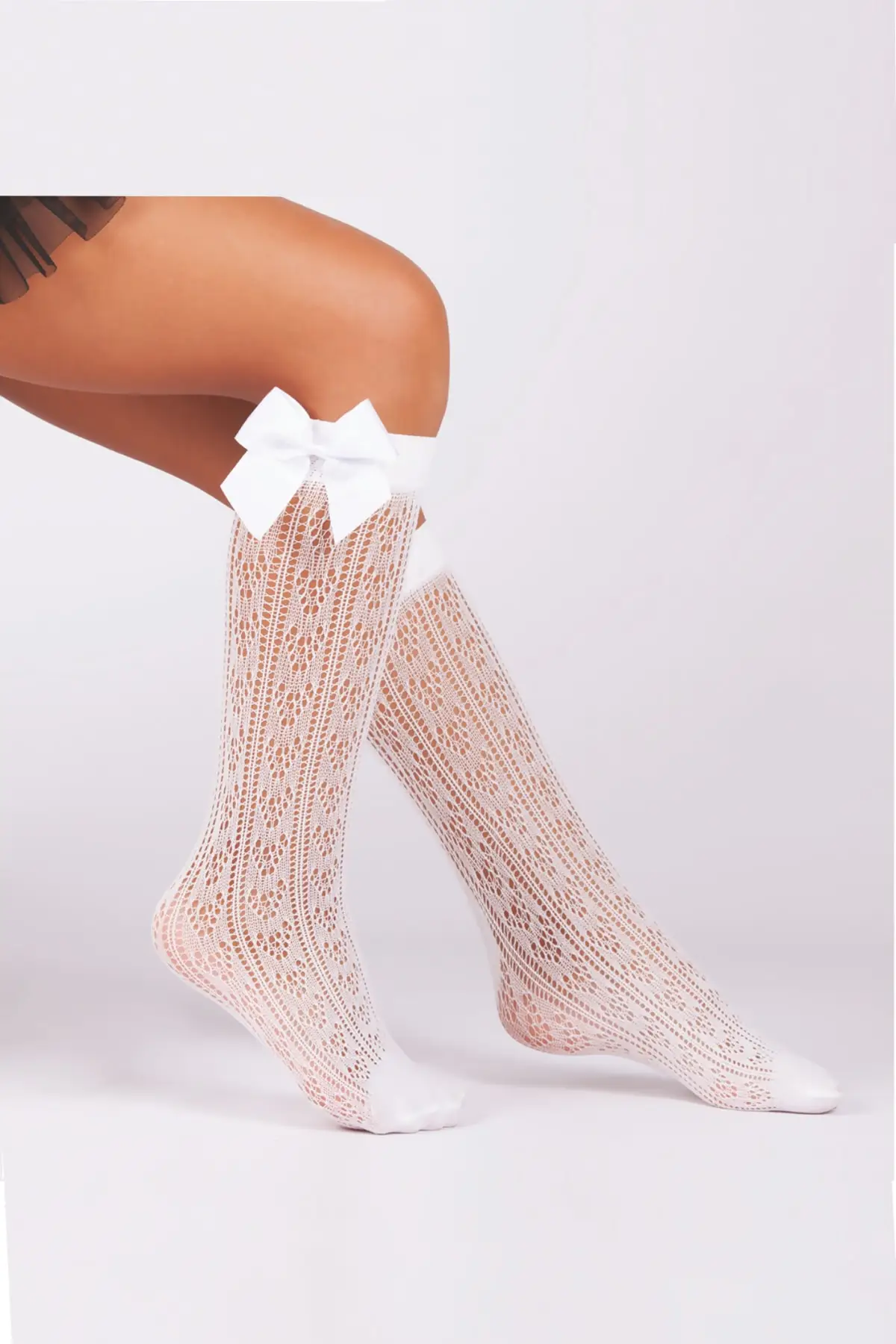 

Orietta Bow Accessorized Child Lower Socks Casual White Single