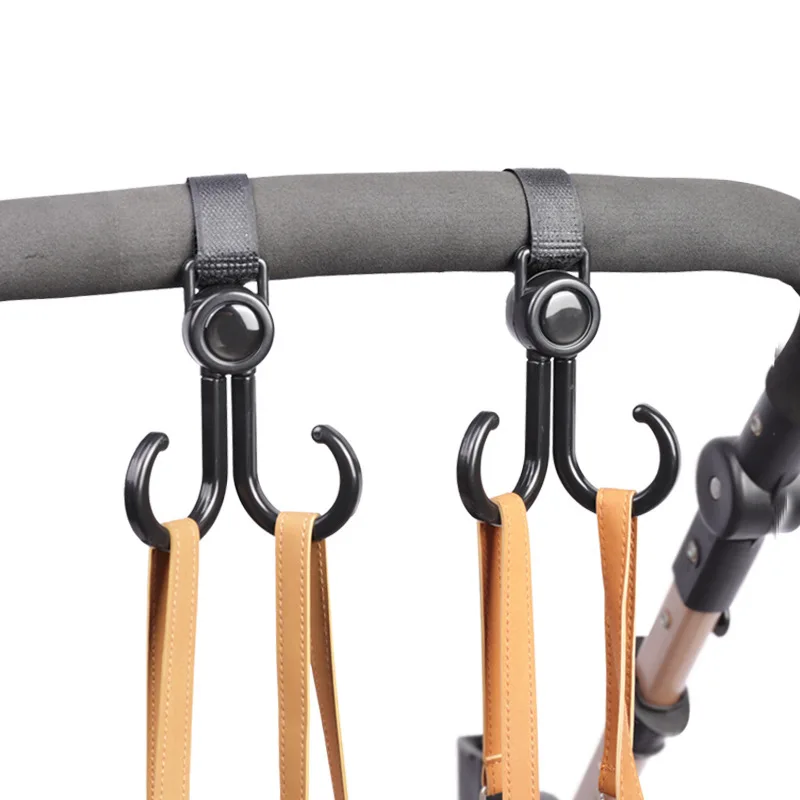 

(2pcs) Baby Stroller Shopping Bag Double Hooks Pram Rotate 360 Degree Adjustable Baby Car Accessories