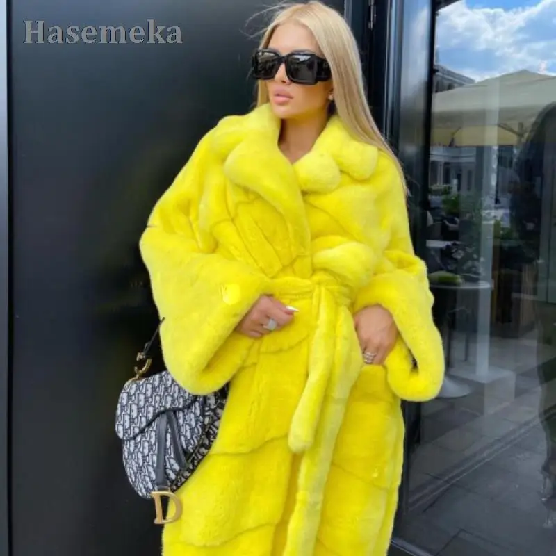 

Top Fashion Real Mink Fur Coats Long Female Natural Fur Coat Luxury Thick Warm Winter Woman Casual Style Overcoat