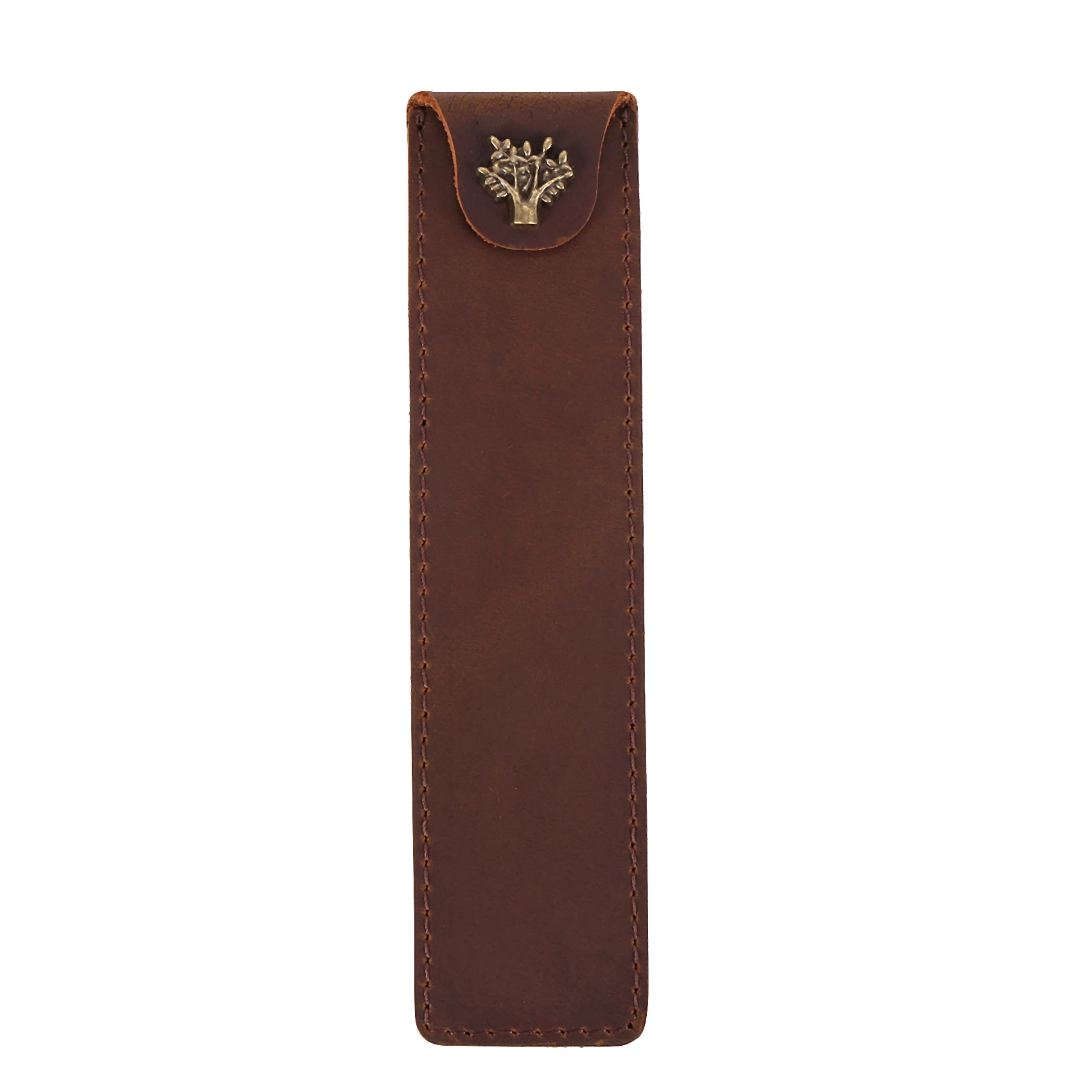 Bag Pen Case With Snap Button For Rollerball Fountain Ballpoint Pen-brown