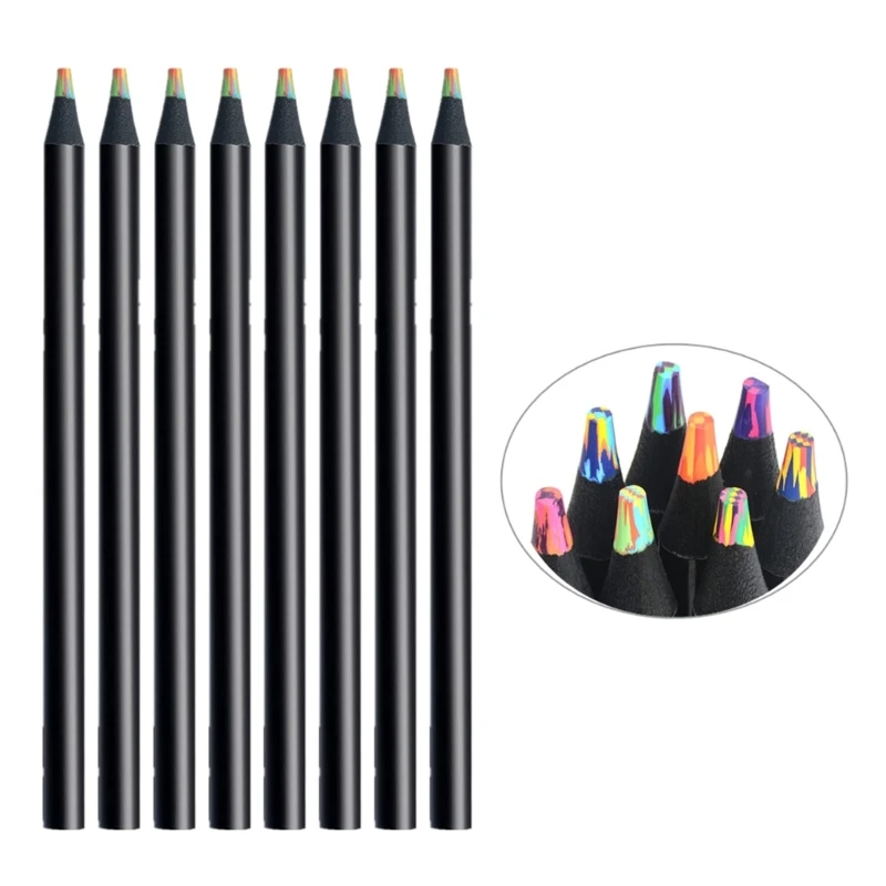 

Black Wooden Rainbow Colored Pencils,Multicolored Core for Coloring Book,Drawing