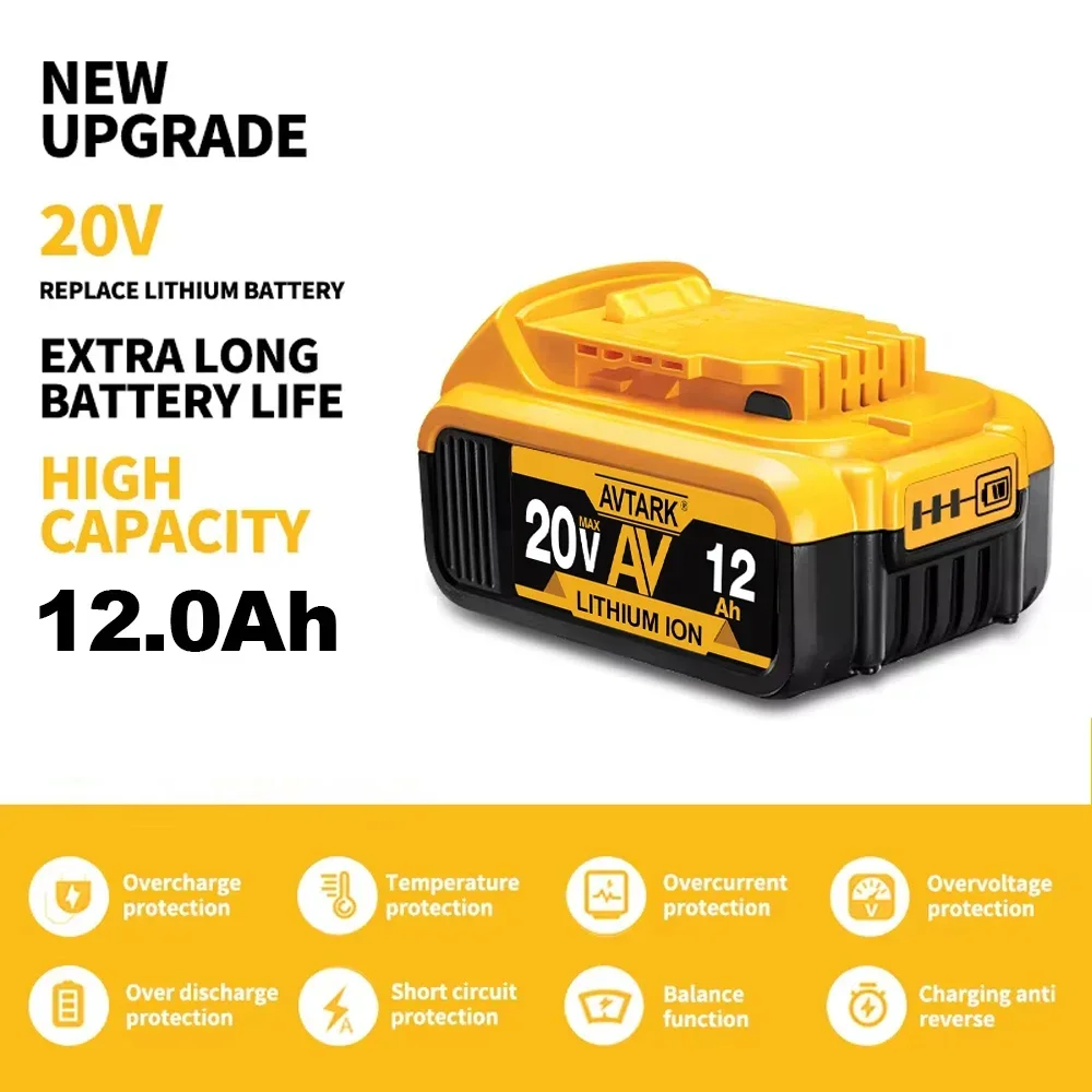 Фото 20 В для Dewalt, новый 100% оригинальный аккумулятор для электроинструмента 12000 мАч DCB206 20 В 12,0 Ач аккумулятор DCB206 20 В DCB205 DCB200 №3